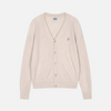 V NECK MERINO WOOL CARDIGAN - OATMEAL