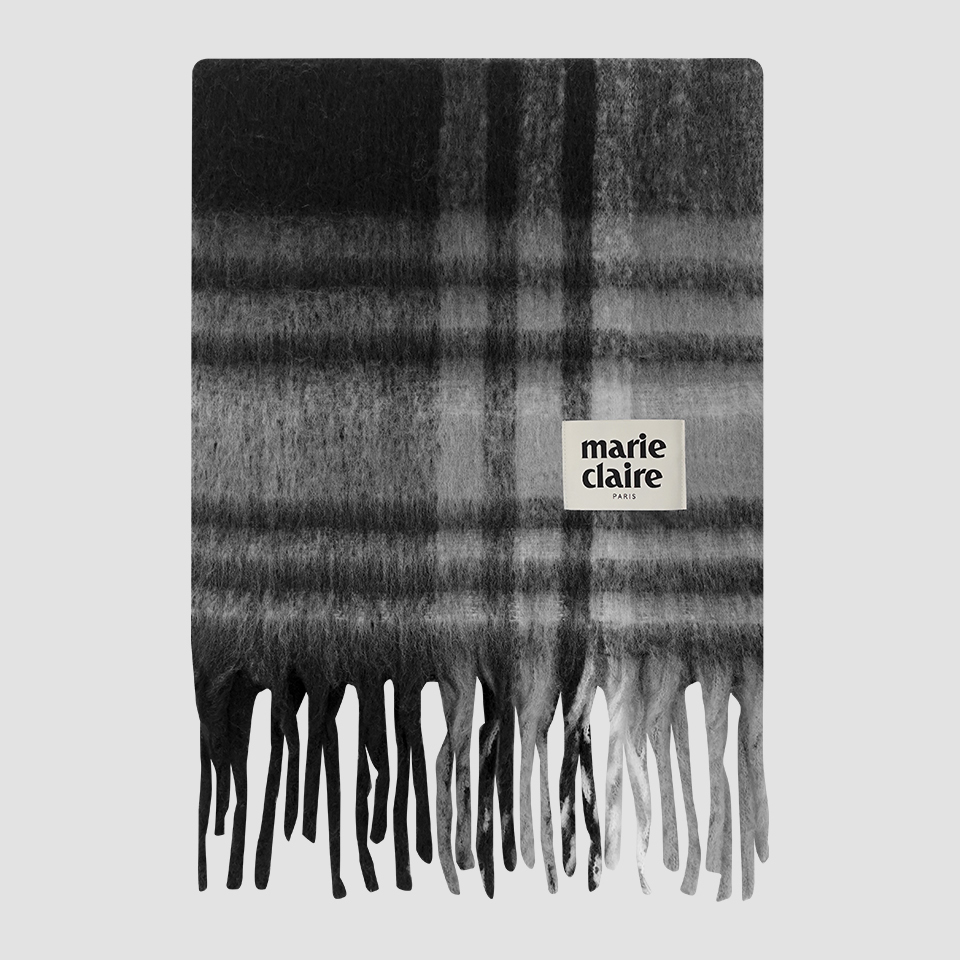 Color Block Check Brush Knit Muffler