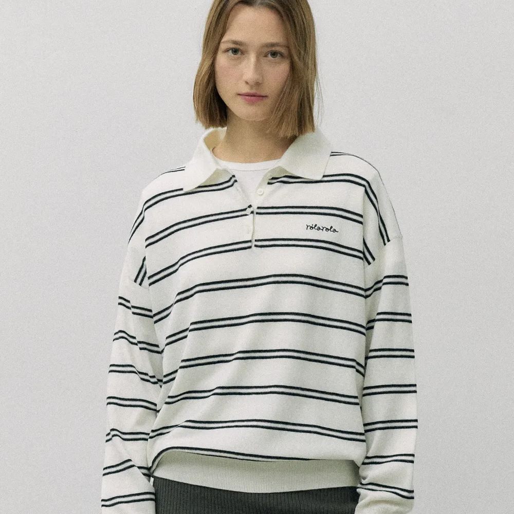 LOOSE FIT COLLAR STRIPE KNIT