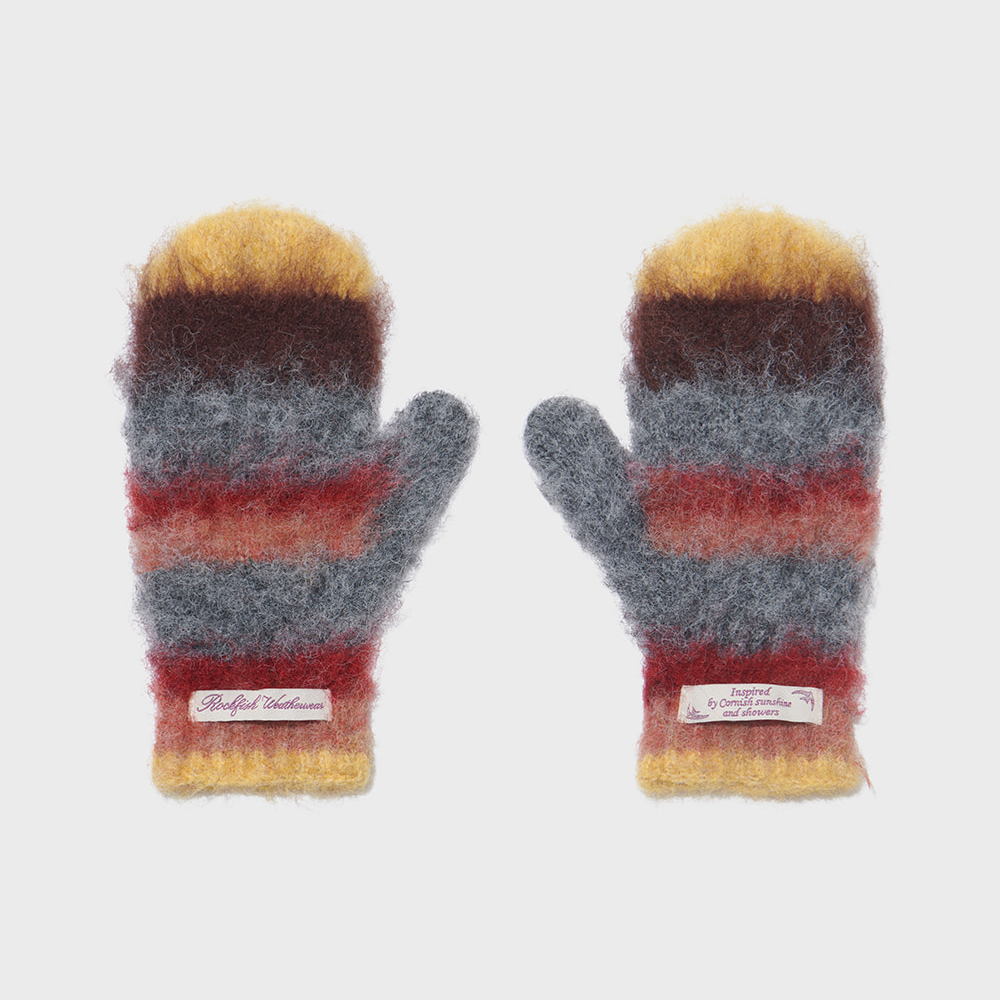 STRIPE SHAGGY MITTENS