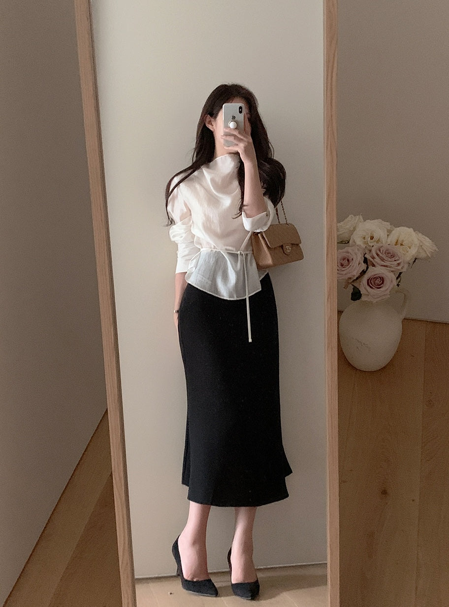 [PB MADE] Youer Sheer Belt Blouse