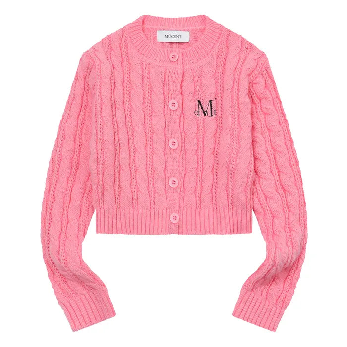 MUCENT BESTER CROP ROUND NECK KNIT CARDIGAN