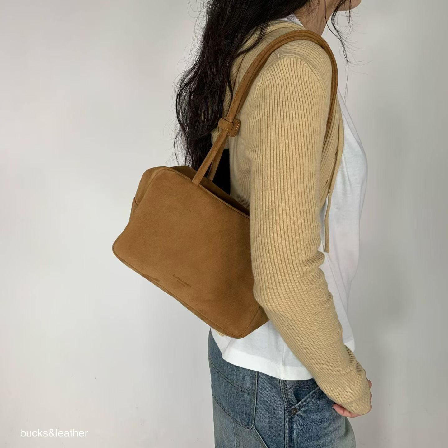 ♥︎bucks&leather♥︎25FW 真皮正方形簡約保齡球包