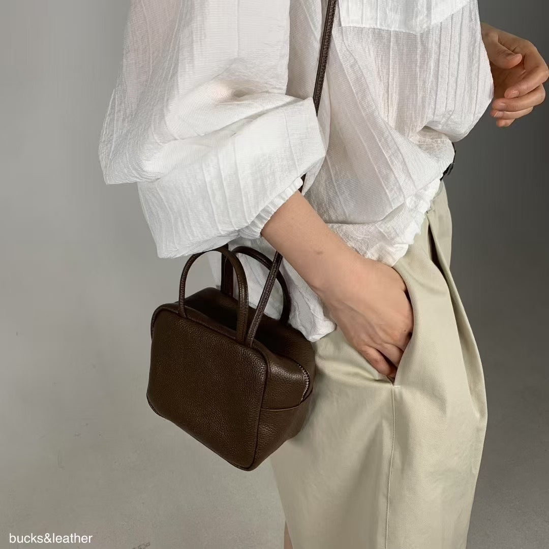 ♥︎bucks&leather♥︎25FW 真皮方形簡約保齡球包（Mini）