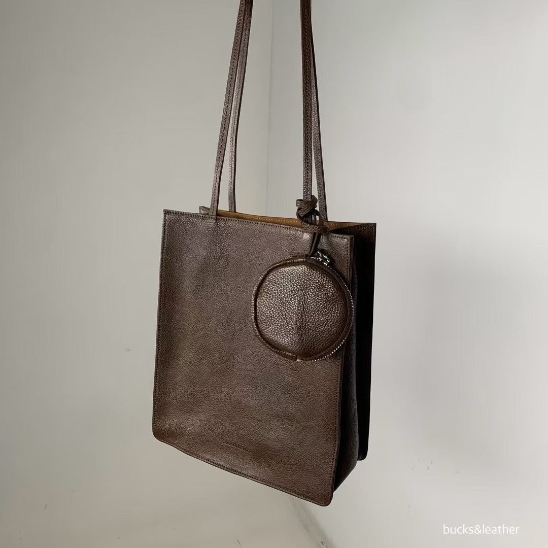 ♥︎bucks&leather♥︎25FW 真皮方形托特包（L Size)