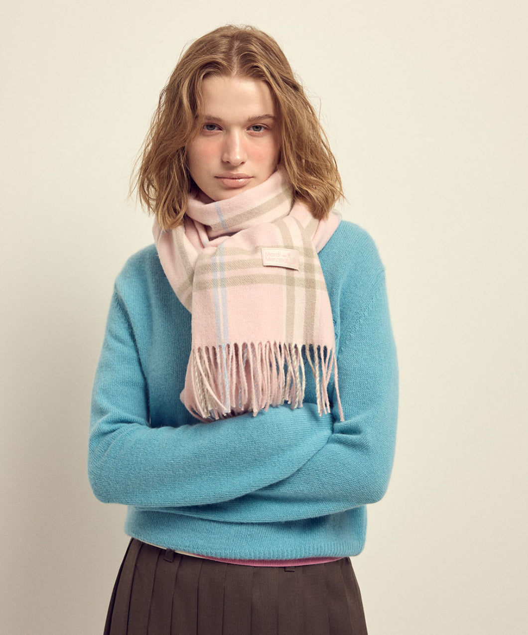 MARDI MERCREDI WOOL MUFFLER CHECK