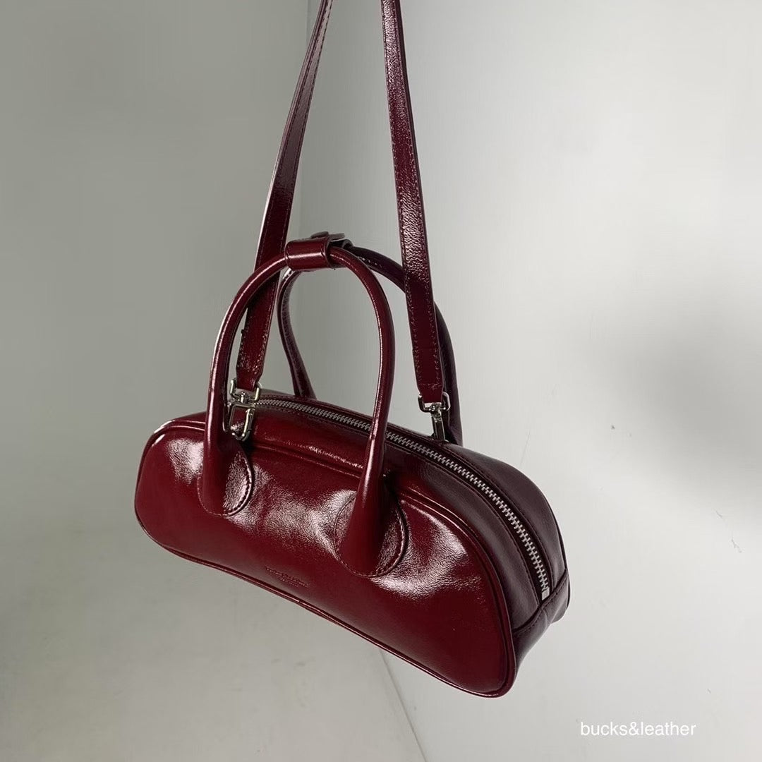 ♥︎bucks&leather♥︎人氣款真皮法棒包款手袋(S) (附長揹帶）