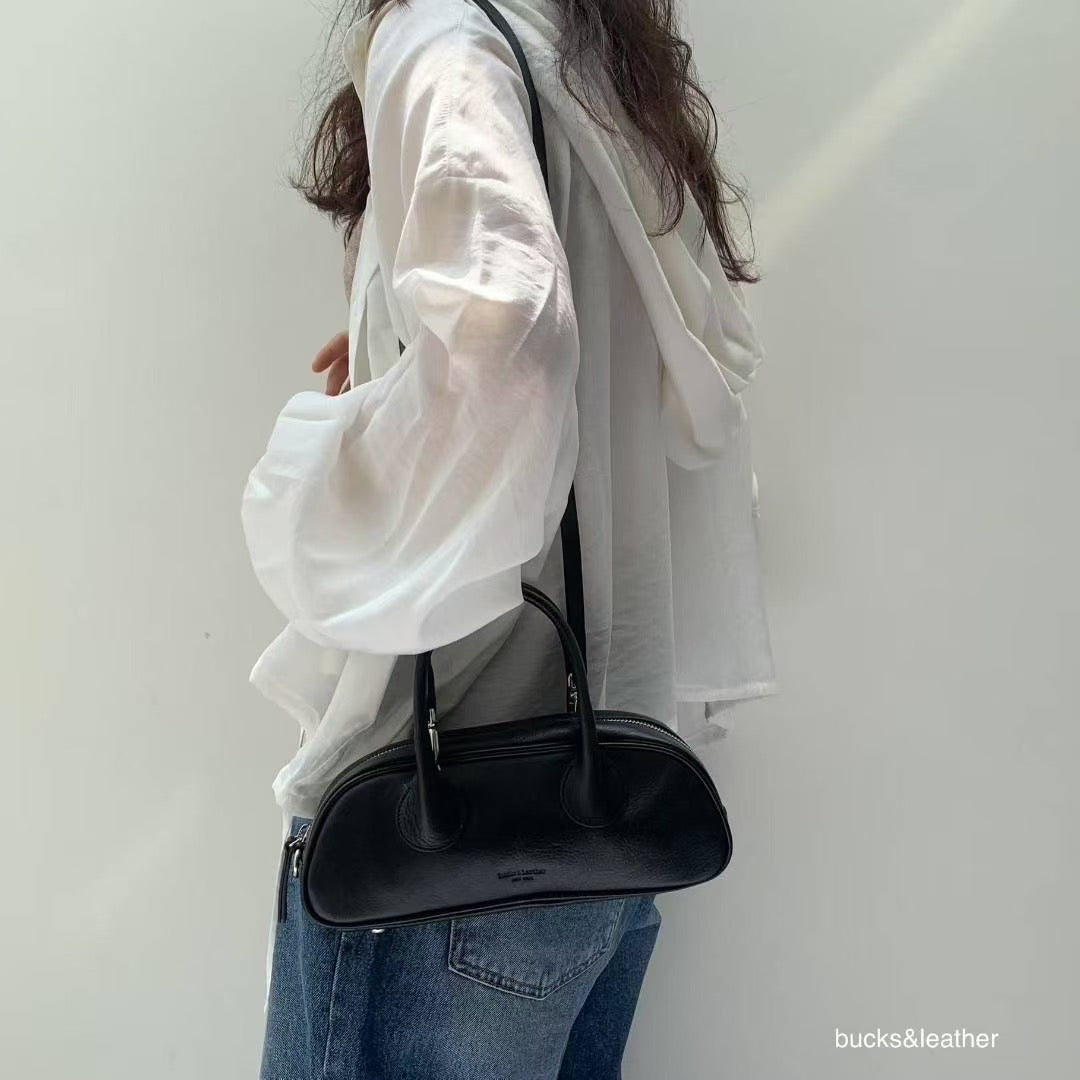 ♥︎bucks&leather♥︎人氣款真皮法棒包款手袋(S) (附長揹帶）
