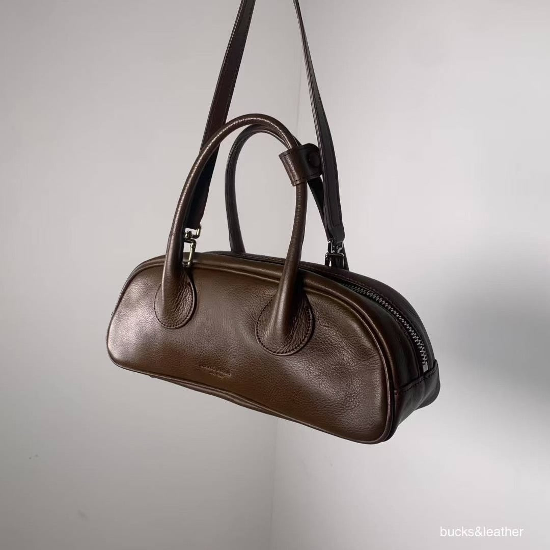 ♥︎bucks&leather♥︎人氣款真皮法棒包款手袋(S) (附長揹帶）