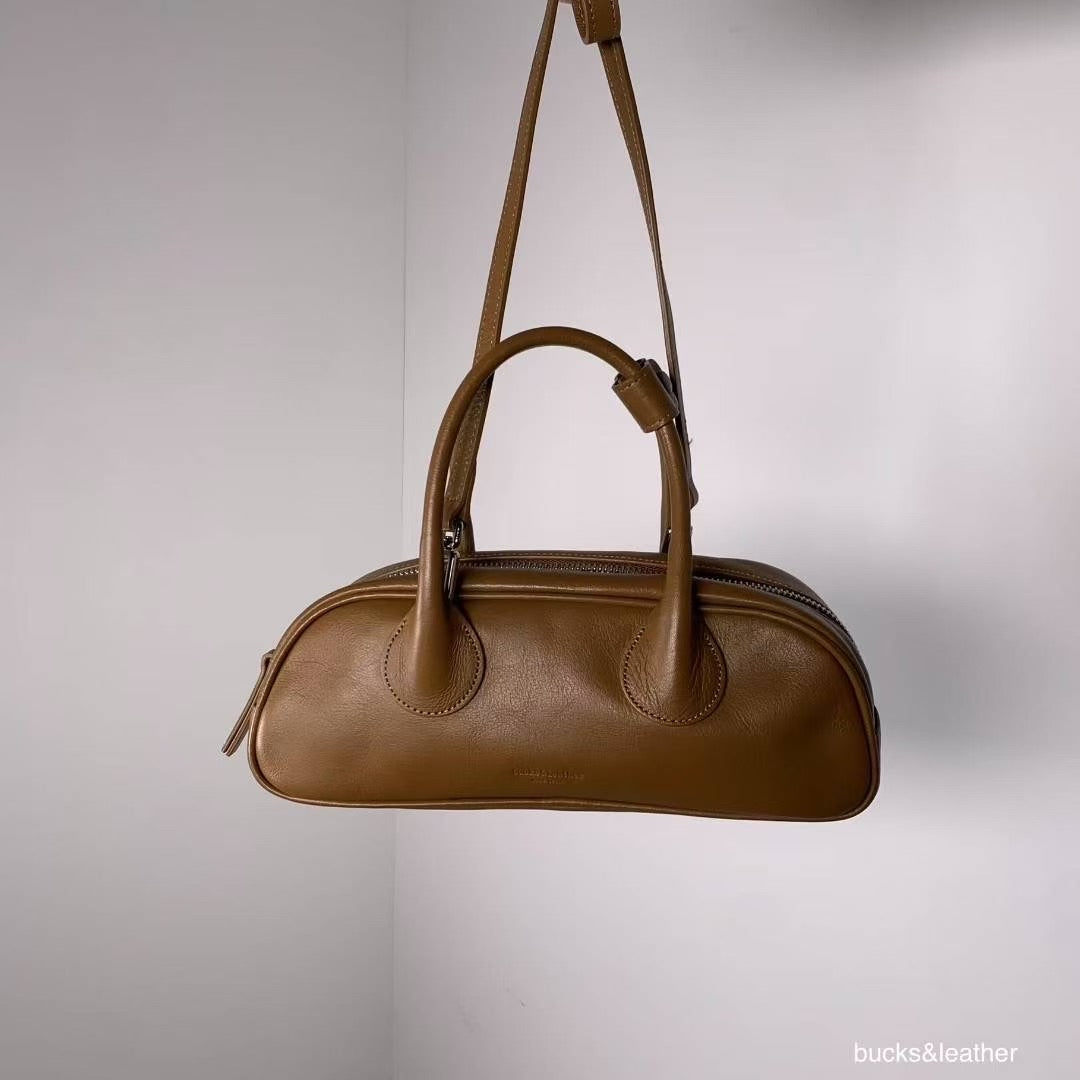 ♥︎bucks&leather♥︎人氣款真皮法棒包款手袋(S) (附長揹帶）
