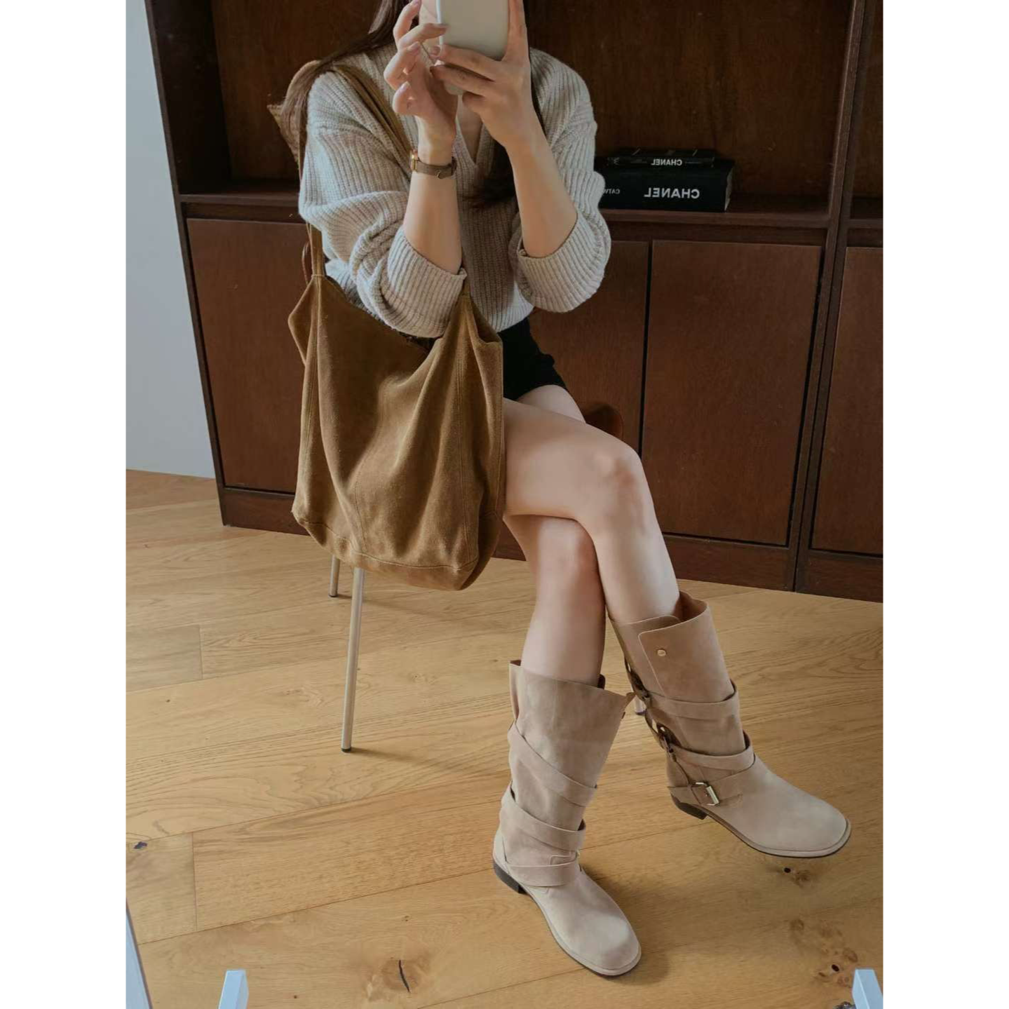 🇰🇷Sketch in love - Vintage 2 Way Belted Suede boots