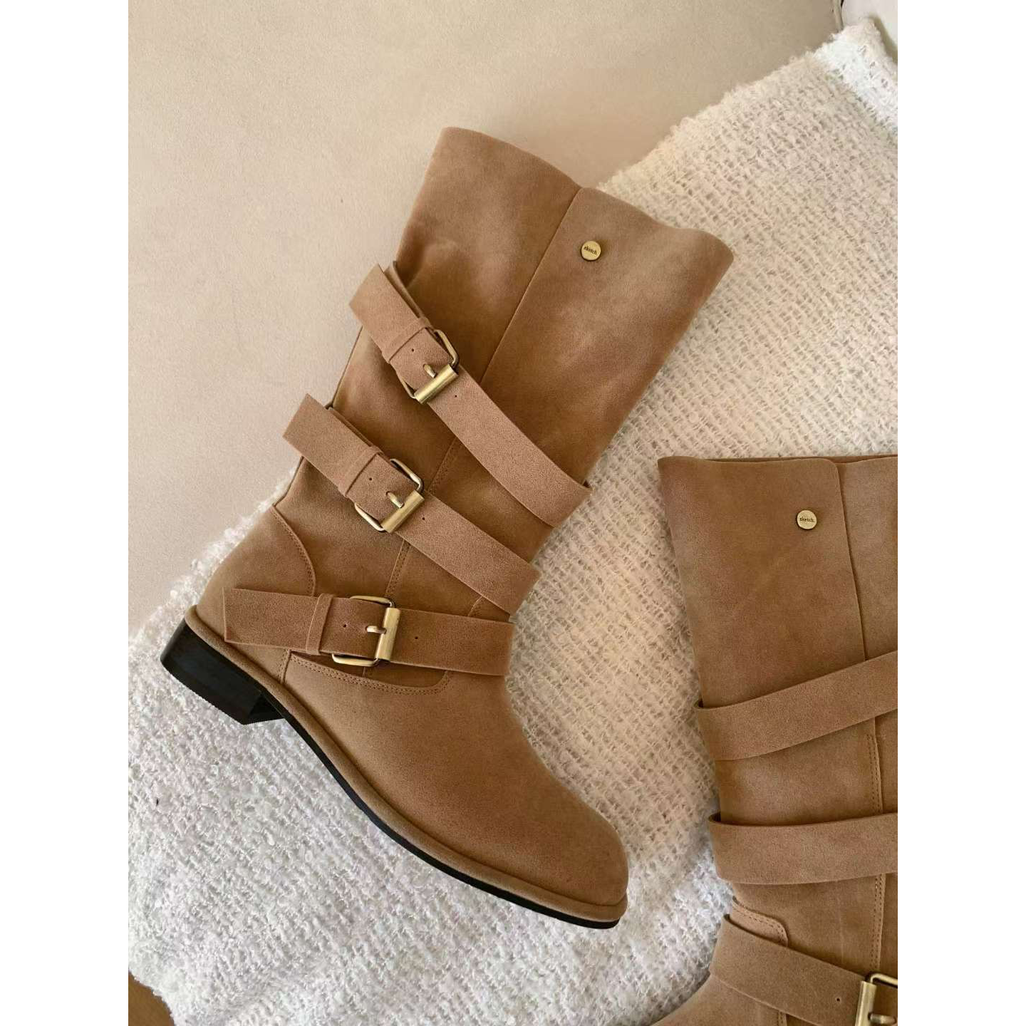 🇰🇷Sketch in love - Vintage 2 Way Belted Suede boots