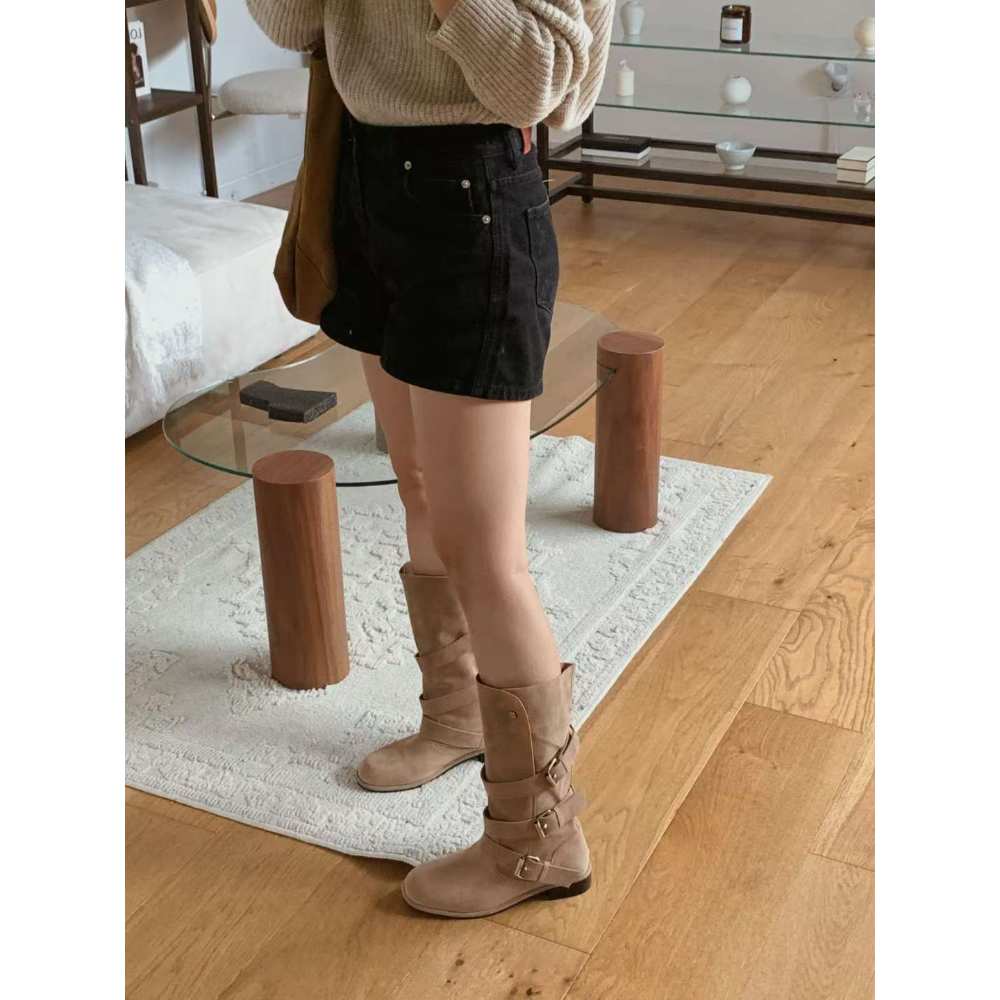 🇰🇷Sketch in love - Vintage 2 Way Belted Suede boots