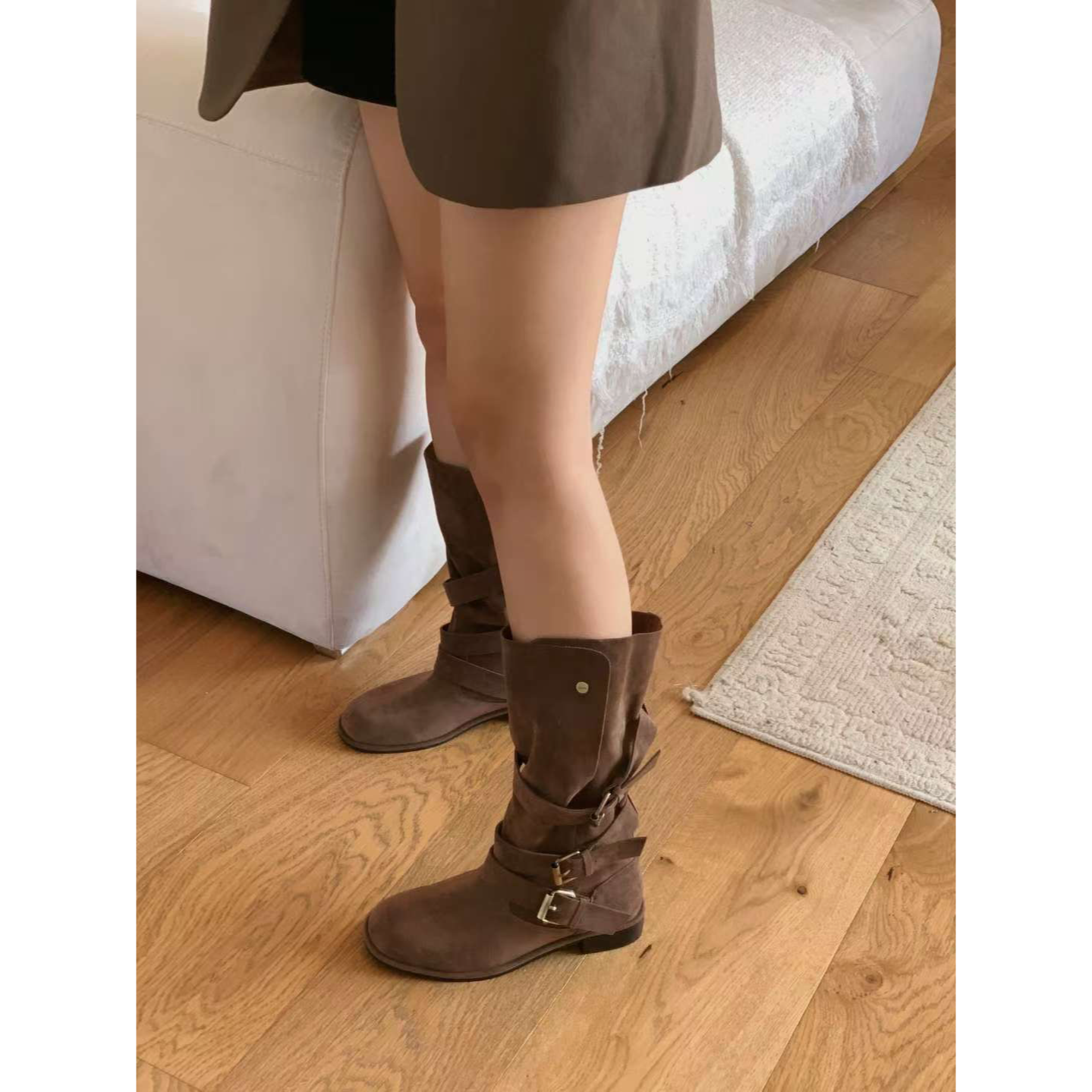 🇰🇷Sketch in love - Vintage 2 Way Belted Suede boots