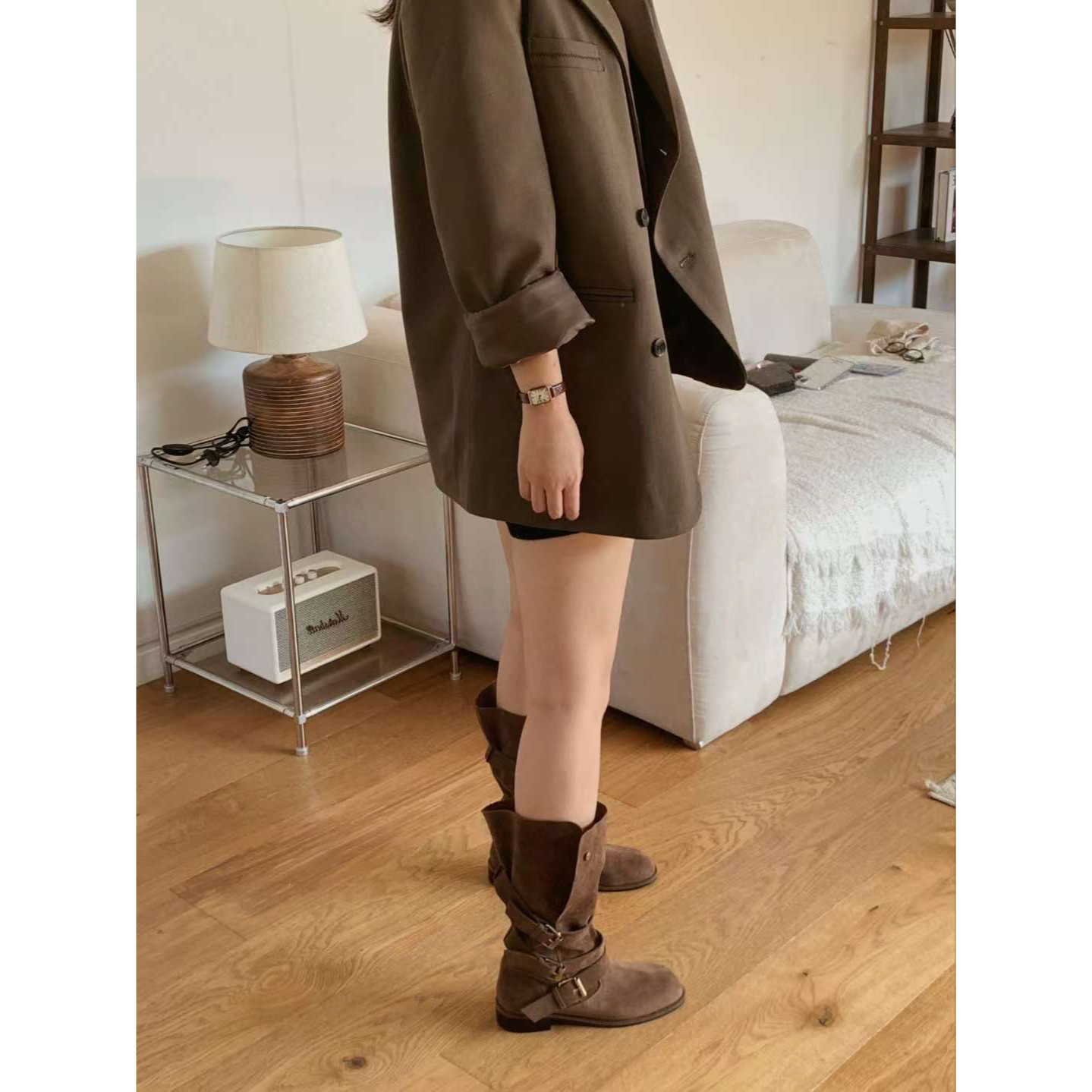 🇰🇷Sketch in love - Vintage 2 Way Belted Suede boots