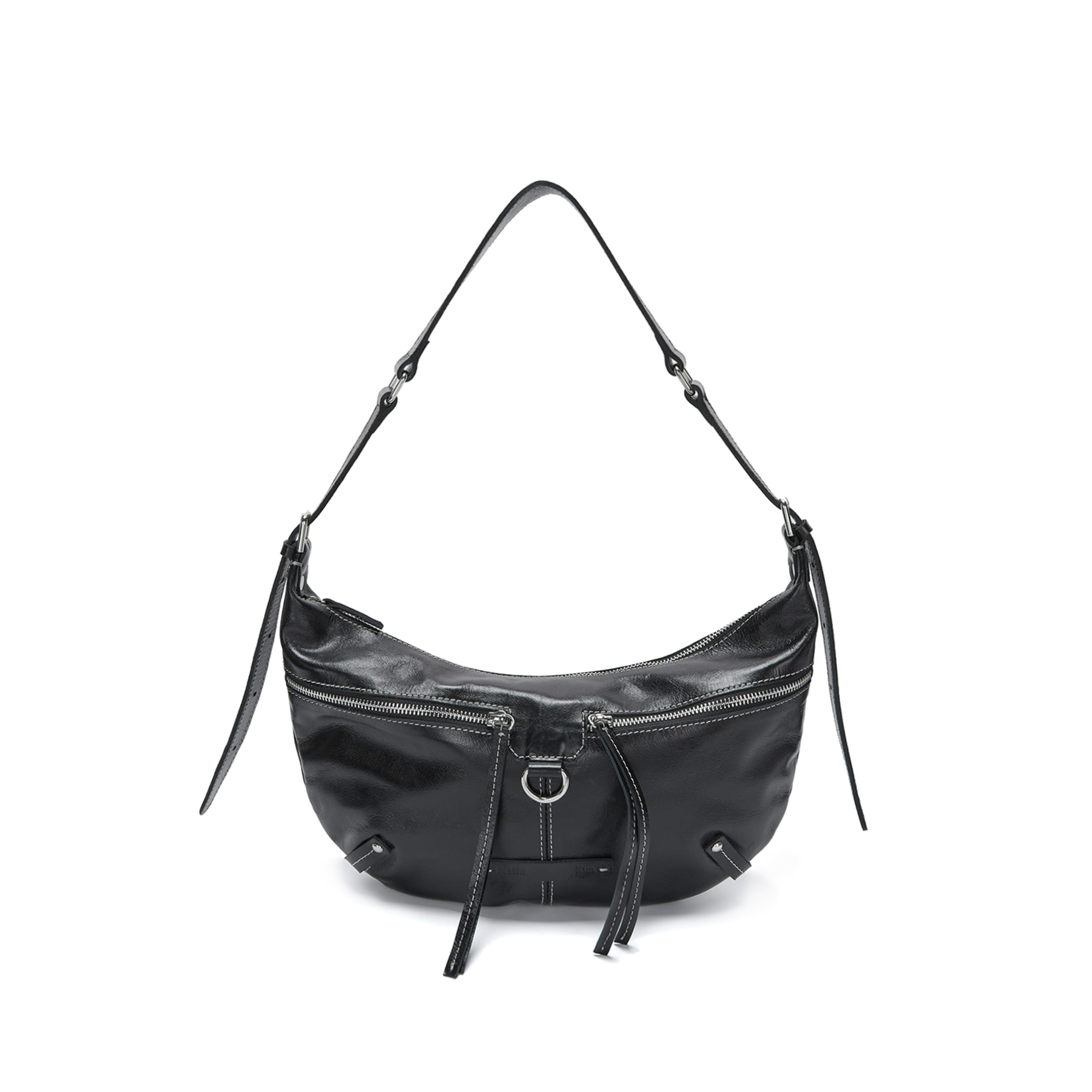 ZIPPER LEATHER ROUND BAG