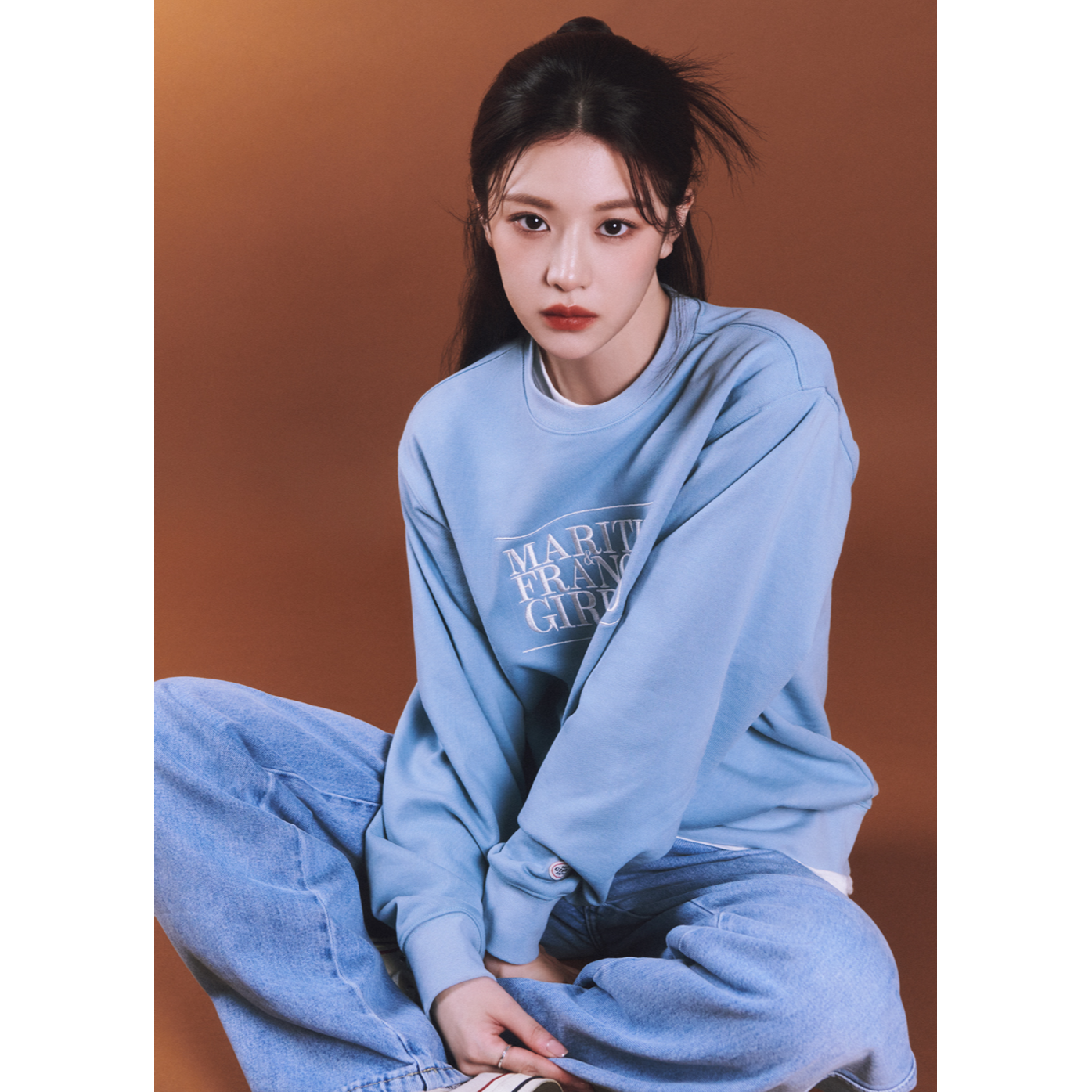 CLASSIC LOGO EMBROIDERY SWEATSHIRT - ASH BLUE