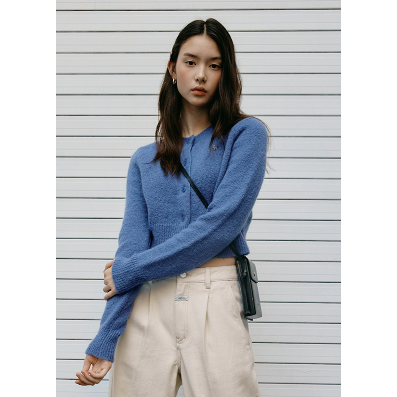 W CIRCLE LOGO MOHAIR CROP CARDIGAN