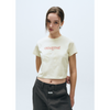 W RIBBON GRAPHIC CROP TEE