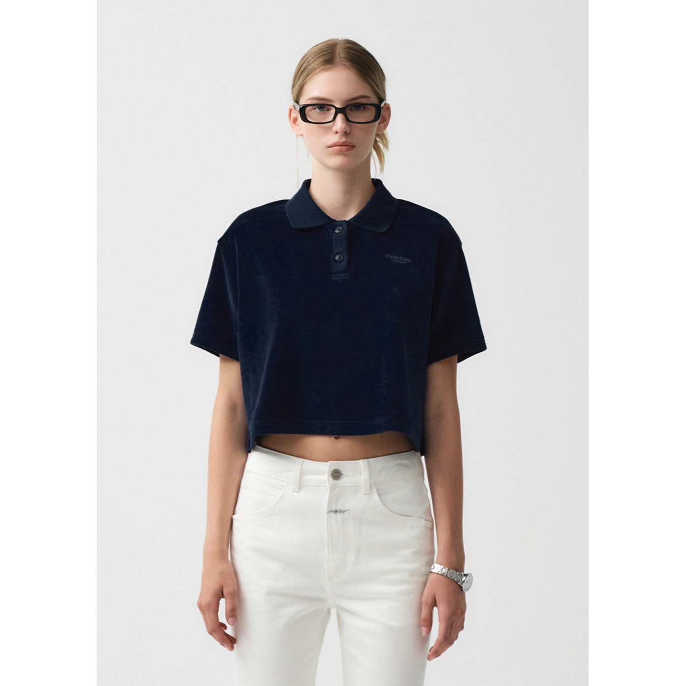 W VELOUR JERSEY CROP TEE