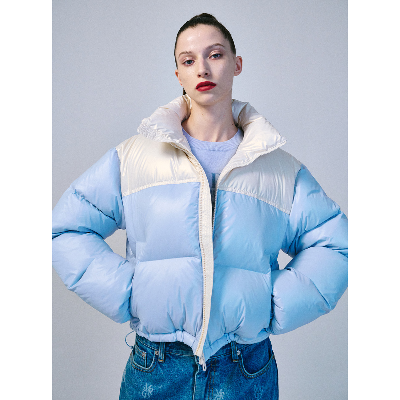 CROPPED DOWN JACKET COLOR BLOCK