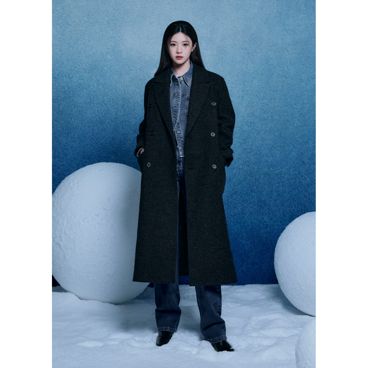 DOUBLE BREASTED WOOL MAXI COAT