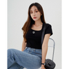 Square Neck Cropped Short Sleeve T-shirt