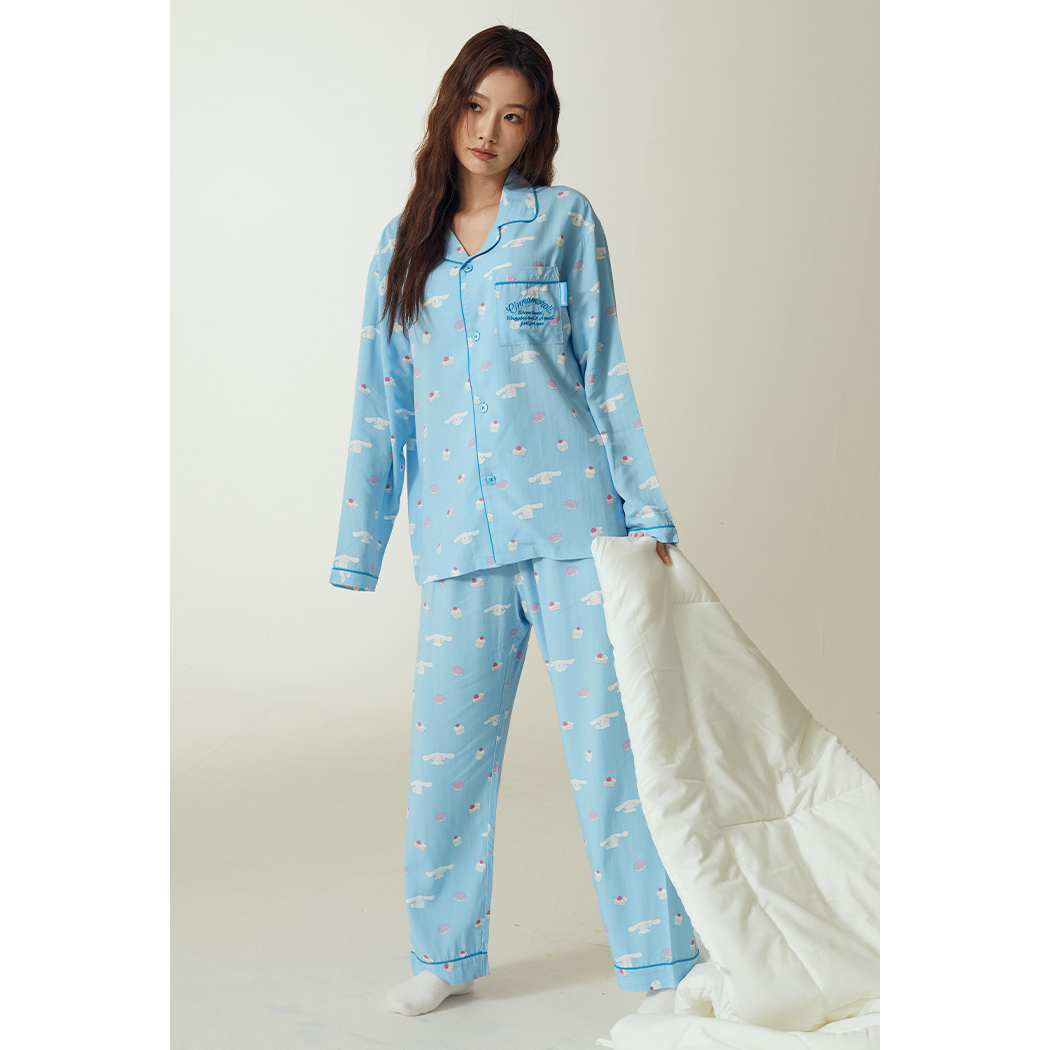 (Sanrio Characters) Sanrio Characters Long Sleeve Pyjamas - Light Blue
