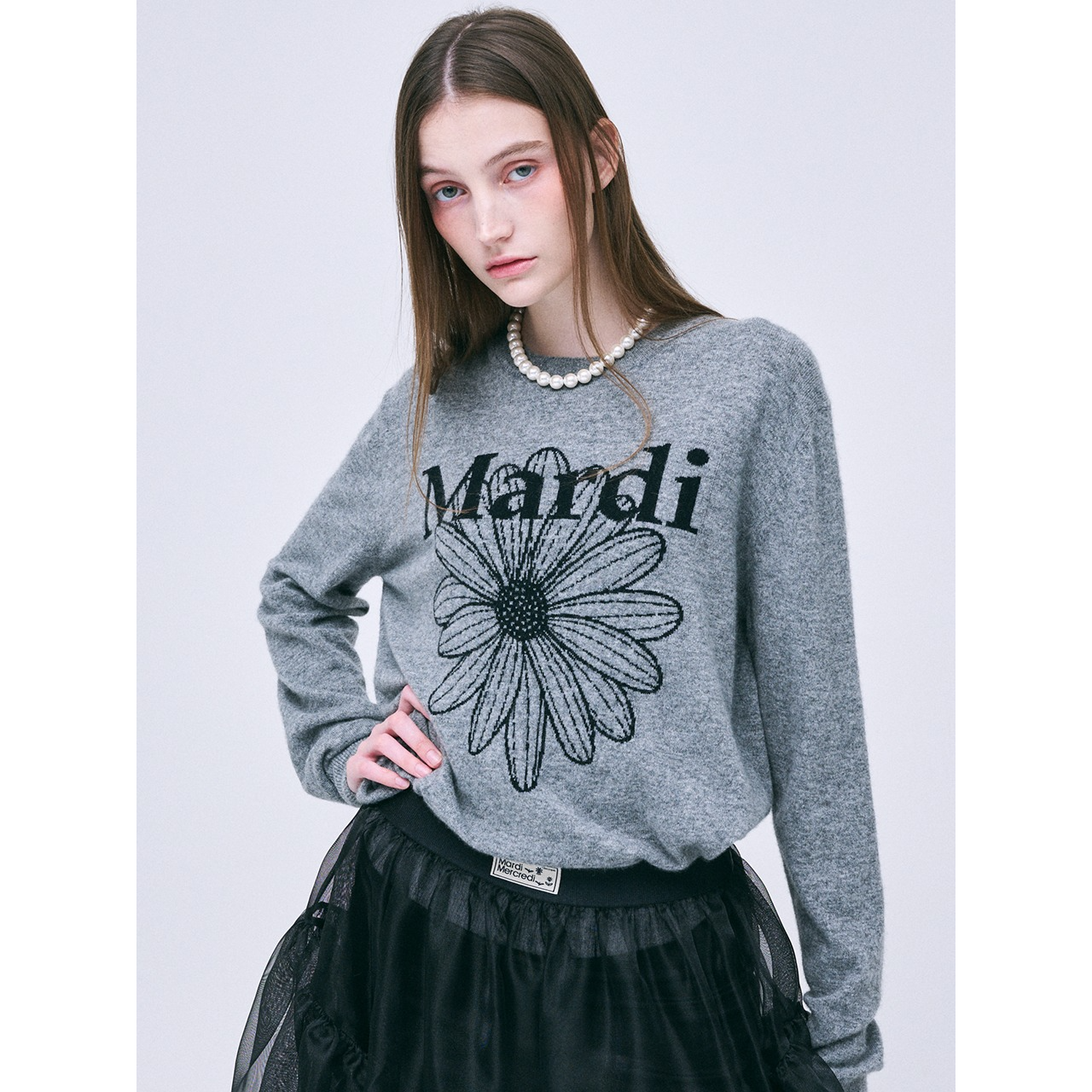 CASHMERE CREW NECK FLOWERMARDI