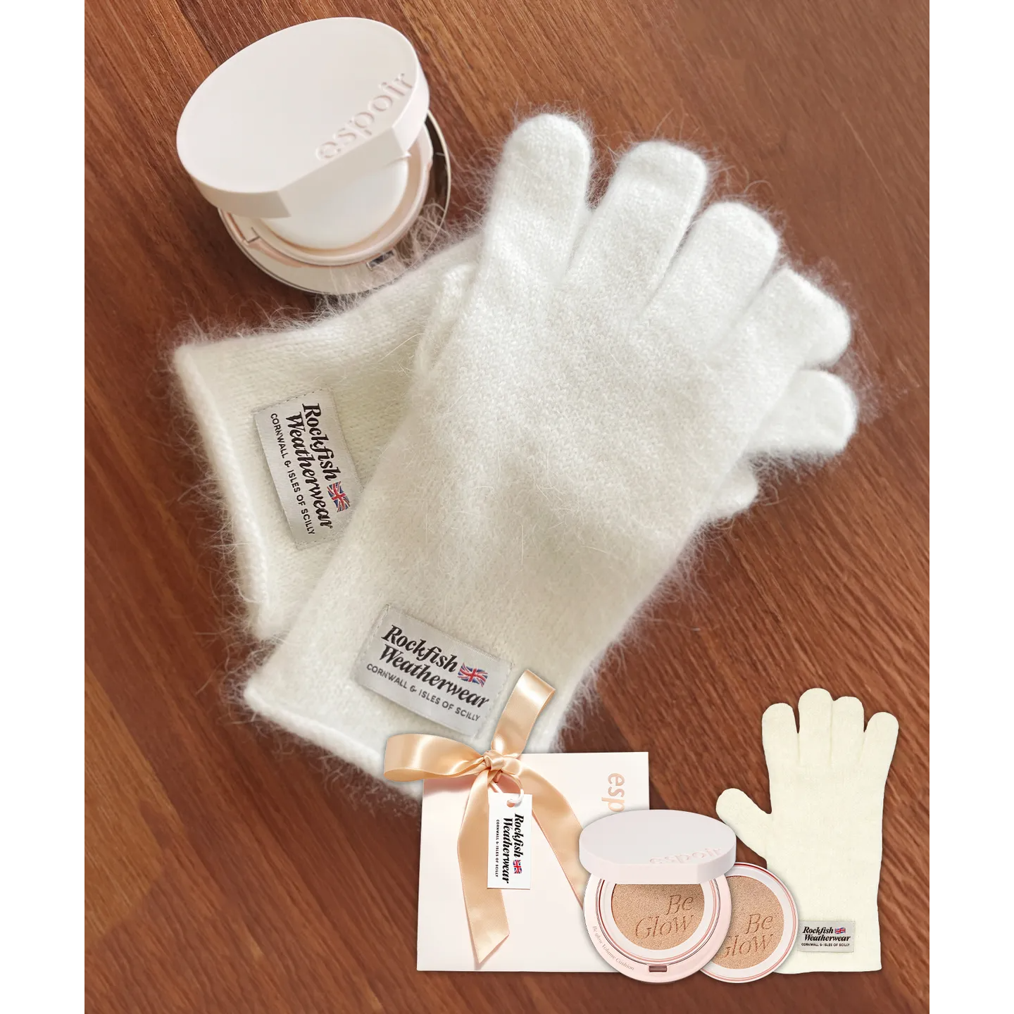 [Espoir X Rockfish Weatherwear 2024 Winter Edition] Be Glow Volume Cushion & Fuzzy Short Gloves Set