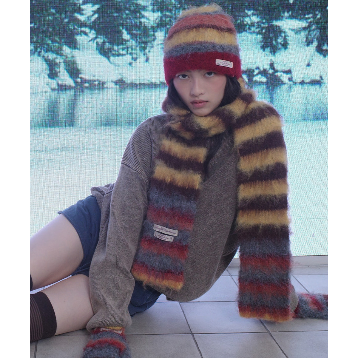 STRIPE SHAGGY MUFFLER