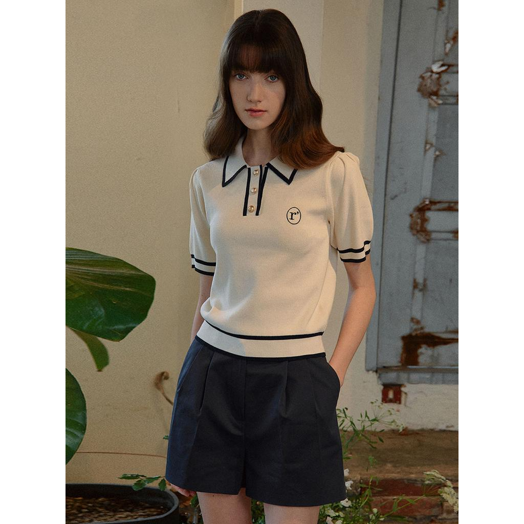 LINE COLLAR LOGO KNIT
