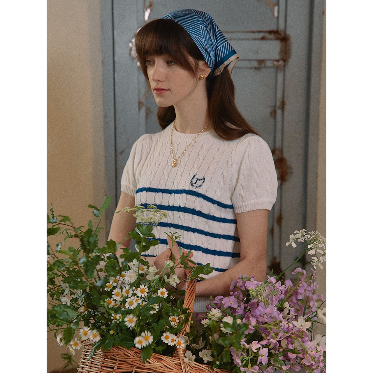 CABLE HALF KNIT PULLOVER