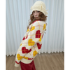 HEART ARGYLE HEAVY KNIT OVERFIT CARDIGAN