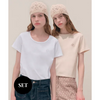 [2PACK] U-NECK + ROUND-NECK SILKET T-SHIRT SET