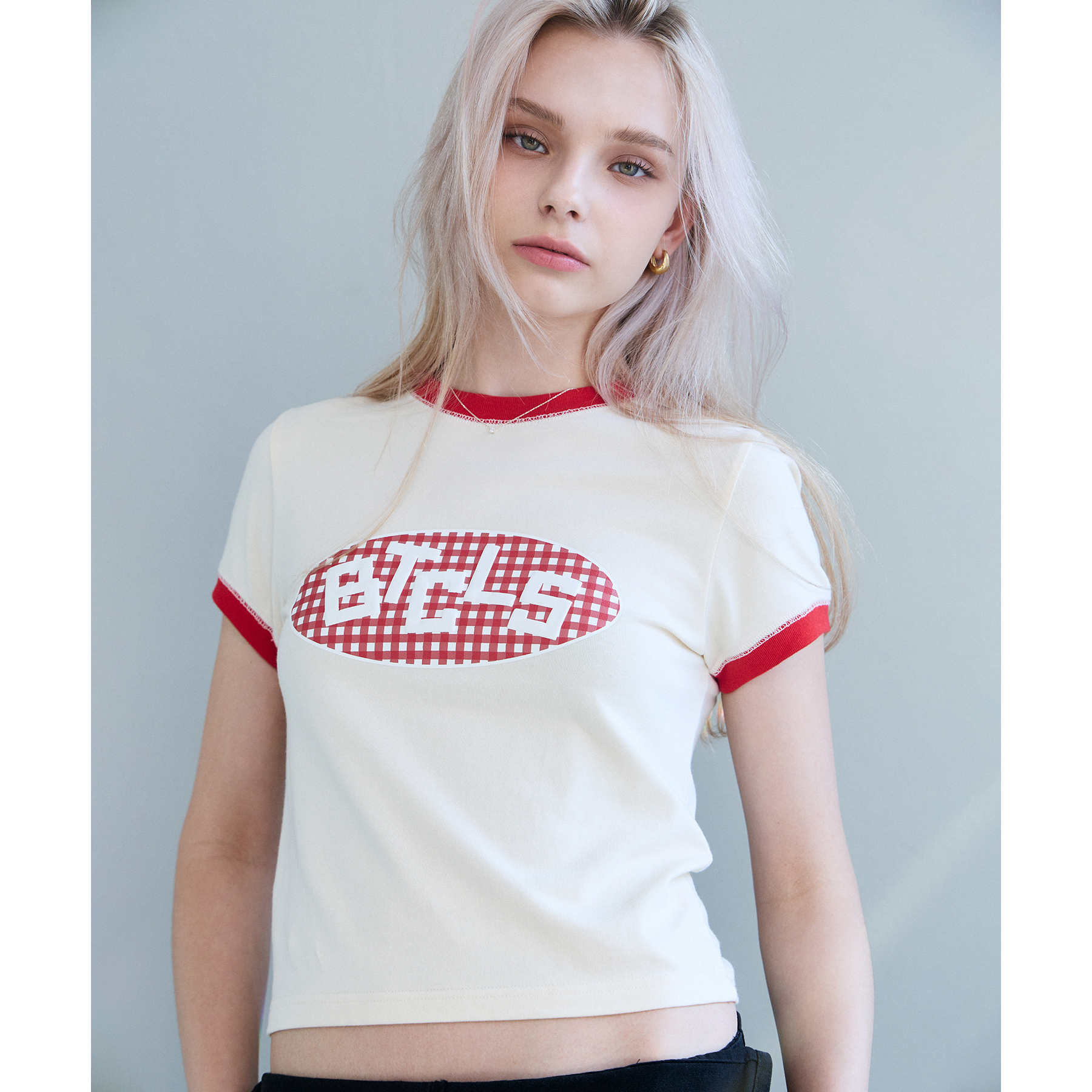 Heidi Check Ringer Tee