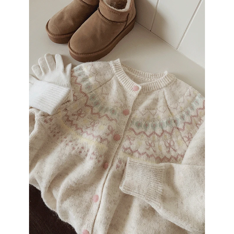 Cotton Candy Nordic Pattern Cardigan