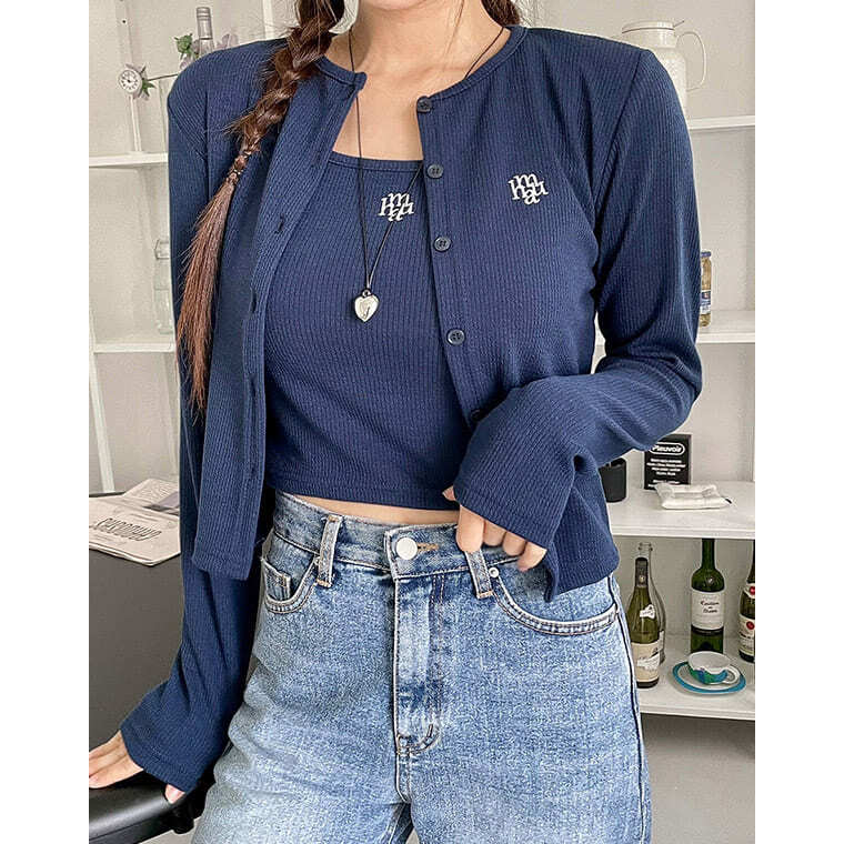 Logo Slim Fit Knit Cardigan Sleeveless