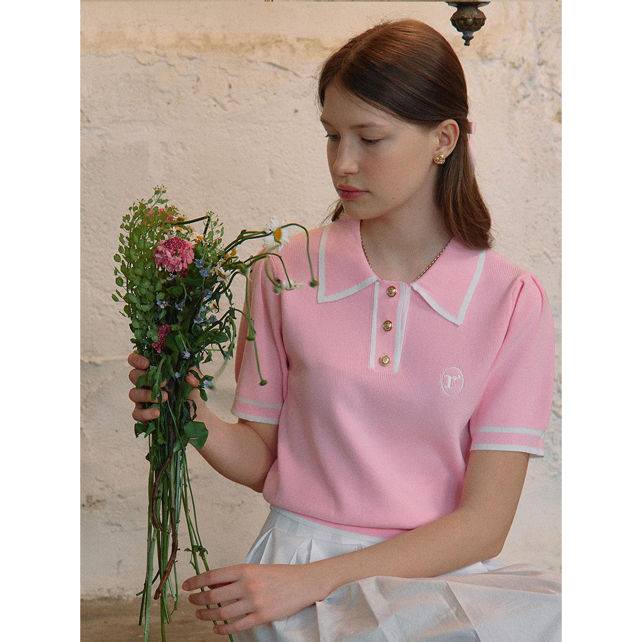 LINE COLLAR LOGO KNIT
