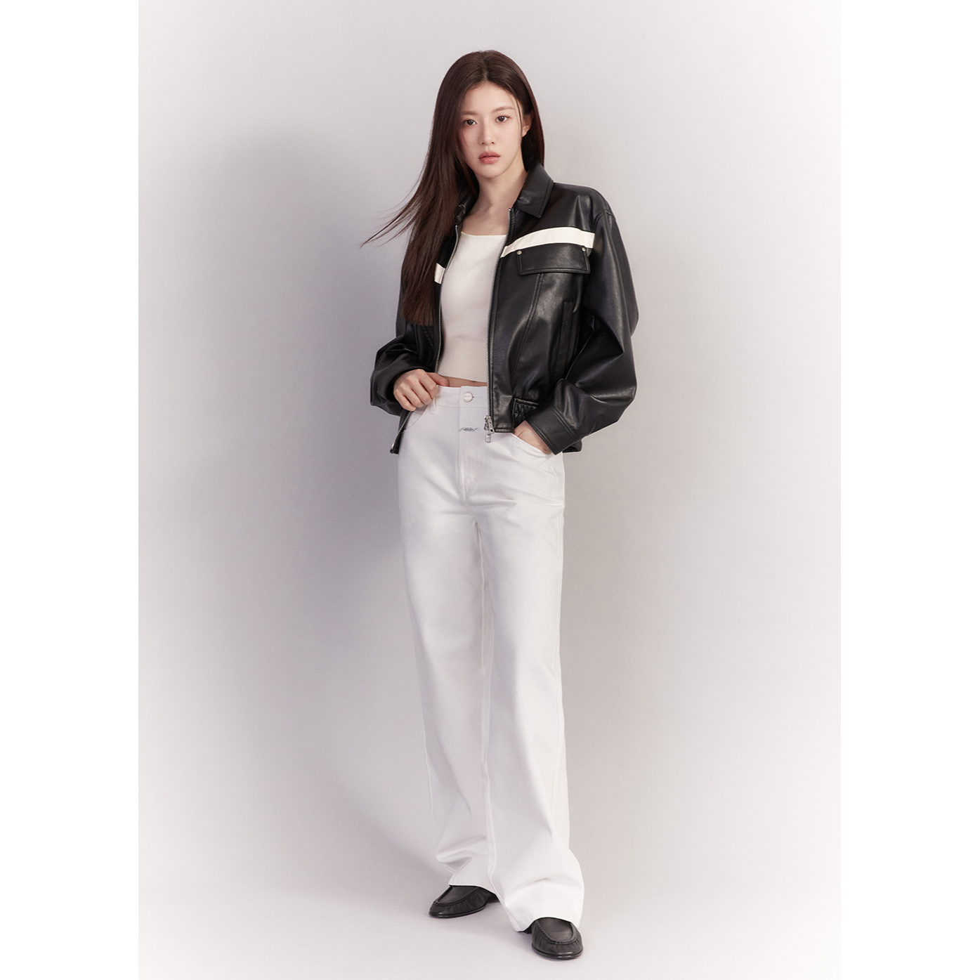 W HIGH STRAIGHT DENIM PANTS