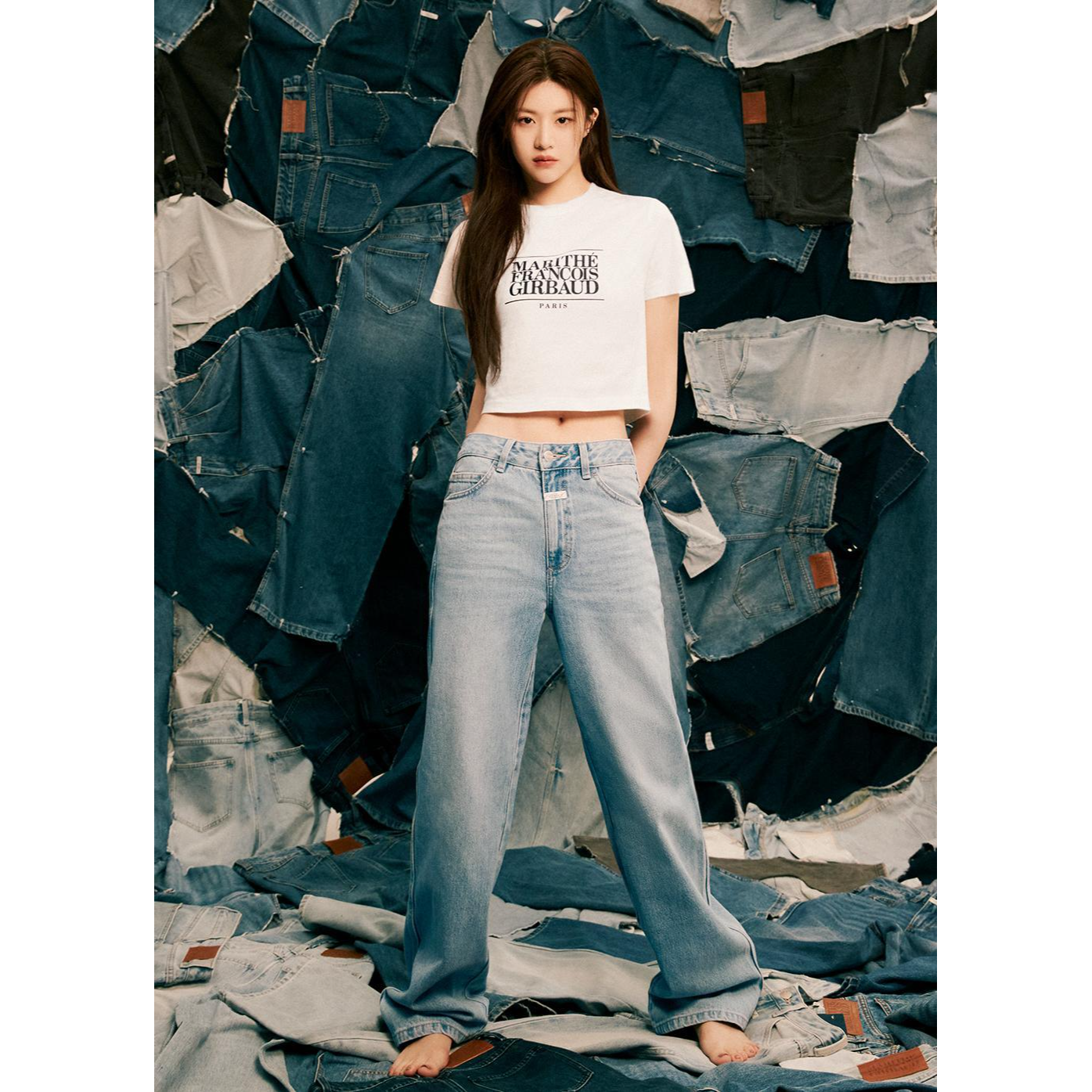 W HIGH STRAIGHT DENIM PANTS