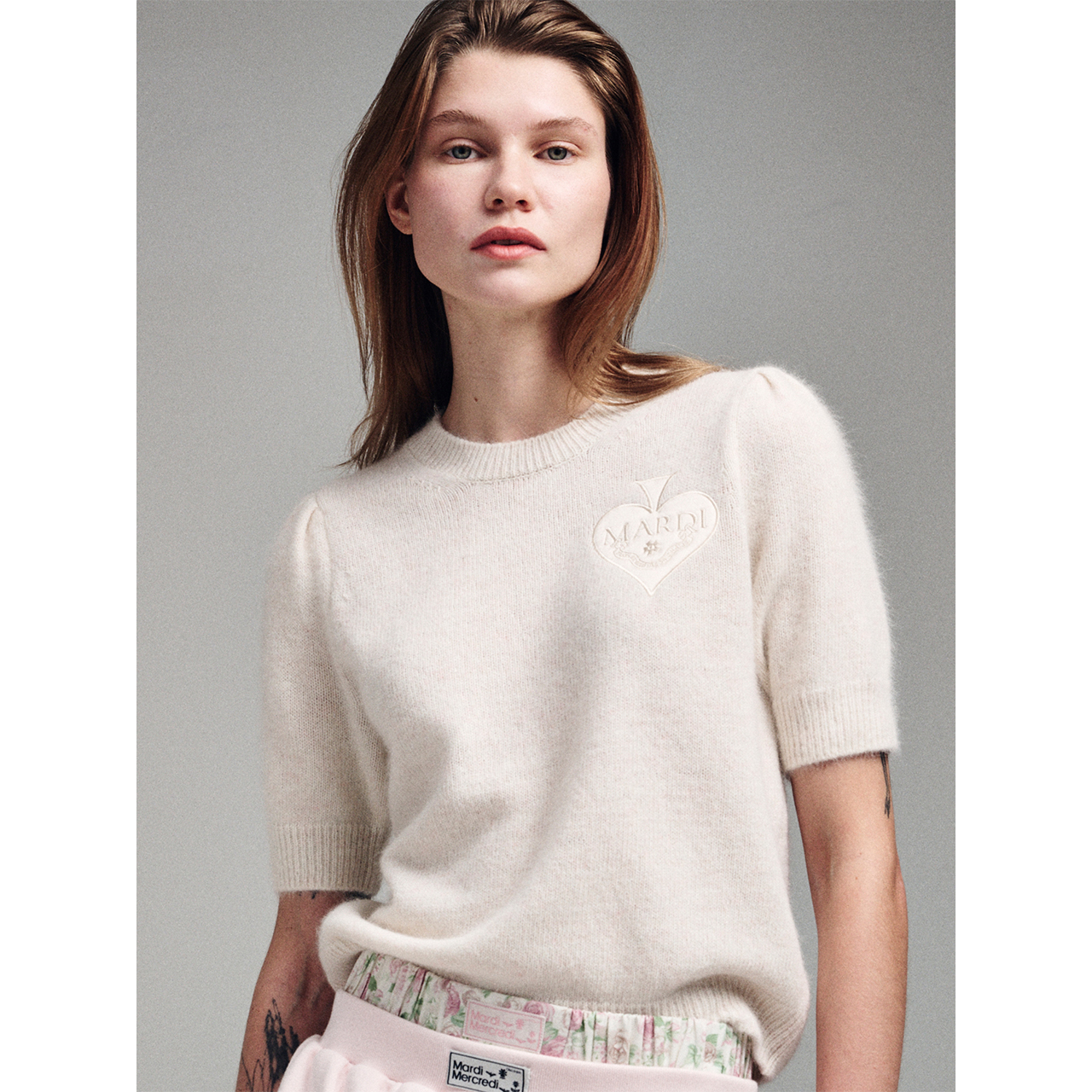 RACCOON BLENDED TOP SHORT SLEEVE SATIN SPADE