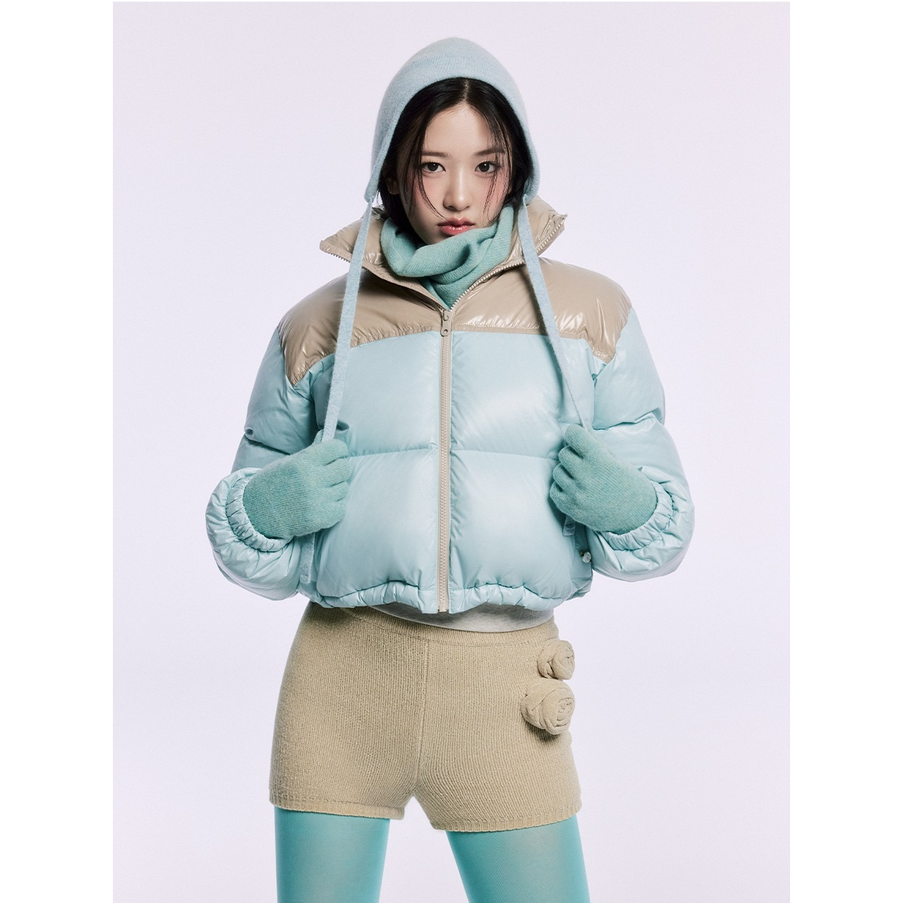 CROPPED DOWN JACKET COLOR BLOCK