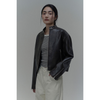 Shirring Biker Leather Jacket