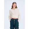 W COTTON BLENDED OPEN COLLAR CROP KNIT