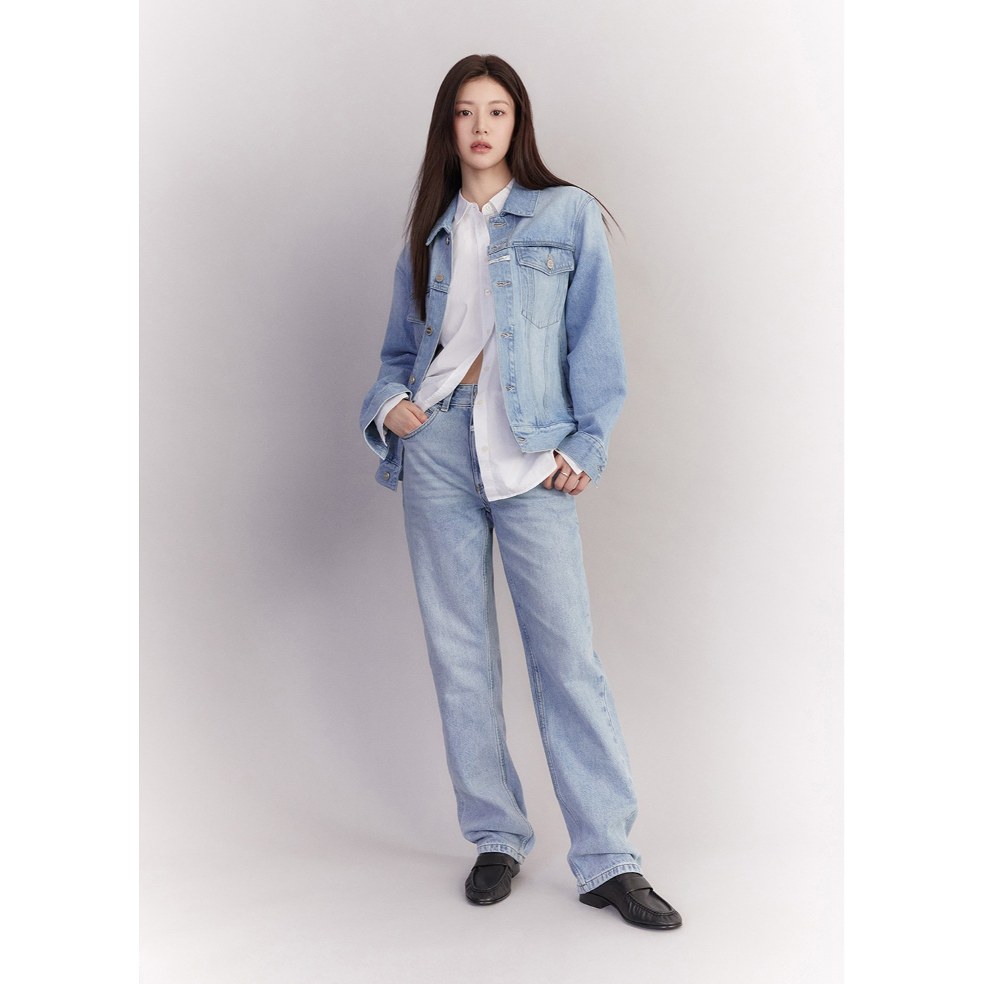 W SLIM STRAIGHT DENIM PANTS