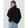 BOUCLE CONTRAST KNIT ZIP-UP JUMPER