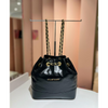 Black Logo Cowhide Small Chain Backpack
