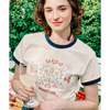 CROSS STITCH RASPBERRY RINGER T SHIRT