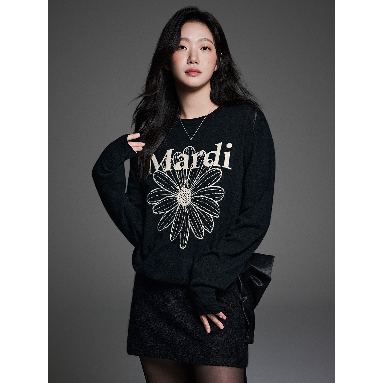 CASHMERE CREW NECK FLOWERMARDI